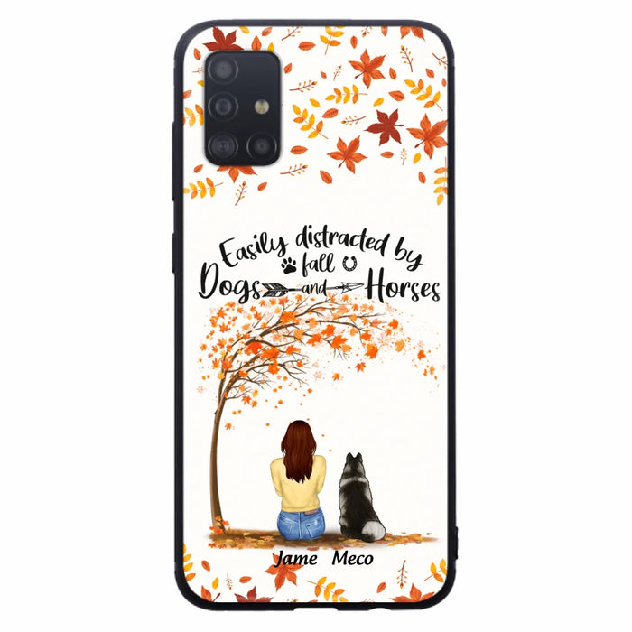 Custom Personalized Horse Dog Mom In Autumn Phone Case - Upto 3 Horses/ Dogs  - Case For iPhone And Samsung