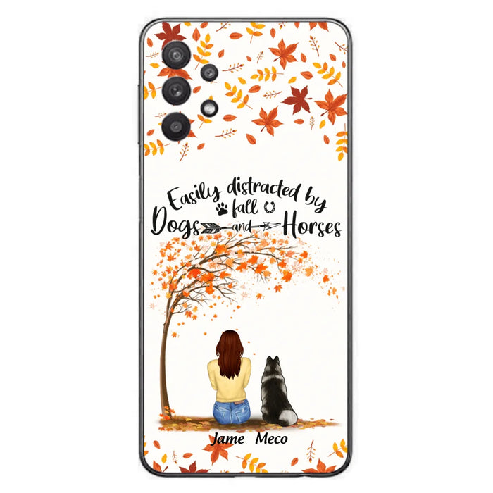 Custom Personalized Horse Dog Mom In Autumn Phone Case - Upto 3 Horses/ Dogs  - Case For iPhone And Samsung