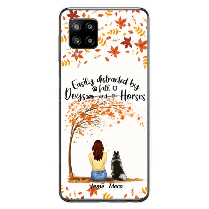 Custom Personalized Horse Dog Mom In Autumn Phone Case - Upto 3 Horses/ Dogs  - Case For iPhone And Samsung