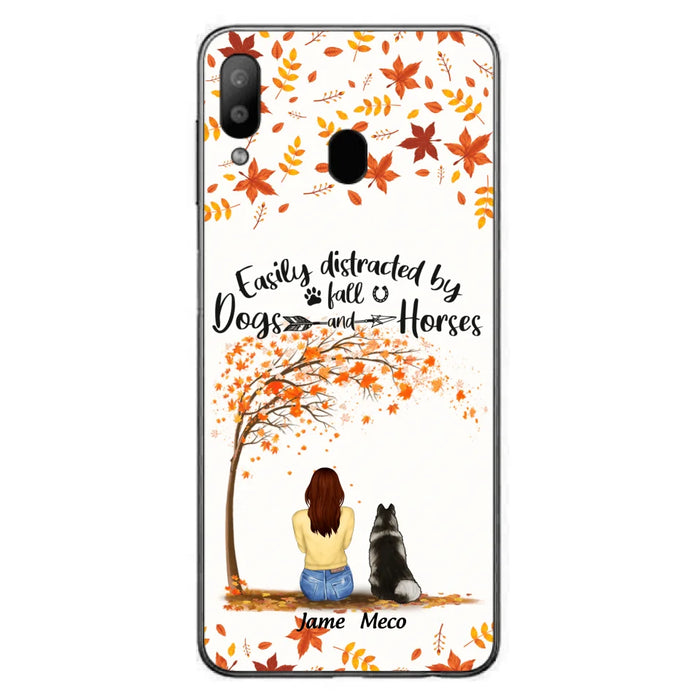 Custom Personalized Horse Dog Mom In Autumn Phone Case - Upto 3 Horses/ Dogs  - Case For iPhone And Samsung