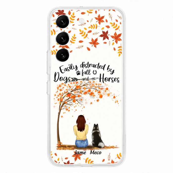 Custom Personalized Horse Dog Mom In Autumn Phone Case - Upto 3 Horses/ Dogs  - Case For iPhone And Samsung