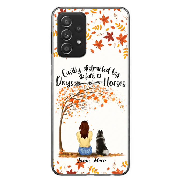 Custom Personalized Horse Dog Mom In Autumn Phone Case - Upto 3 Horses/ Dogs  - Case For iPhone And Samsung