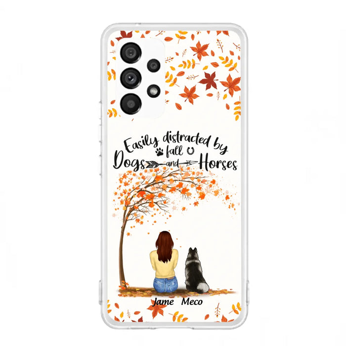 Custom Personalized Horse Dog Mom In Autumn Phone Case - Upto 3 Horses/ Dogs  - Case For iPhone And Samsung