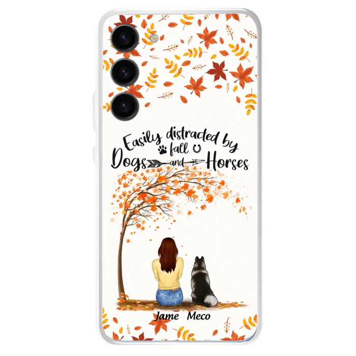 Custom Personalized Horse Dog Mom In Autumn Phone Case - Upto 3 Horses/ Dogs  - Case For iPhone And Samsung