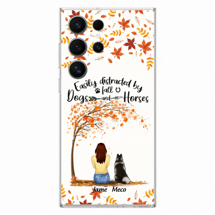 Custom Personalized Horse Dog Mom In Autumn Phone Case - Upto 3 Horses/ Dogs  - Case For iPhone And Samsung