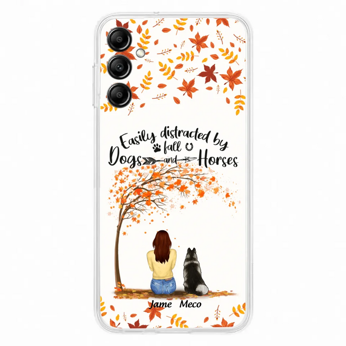 Custom Personalized Horse Dog Mom In Autumn Phone Case - Upto 3 Horses/ Dogs  - Case For iPhone And Samsung