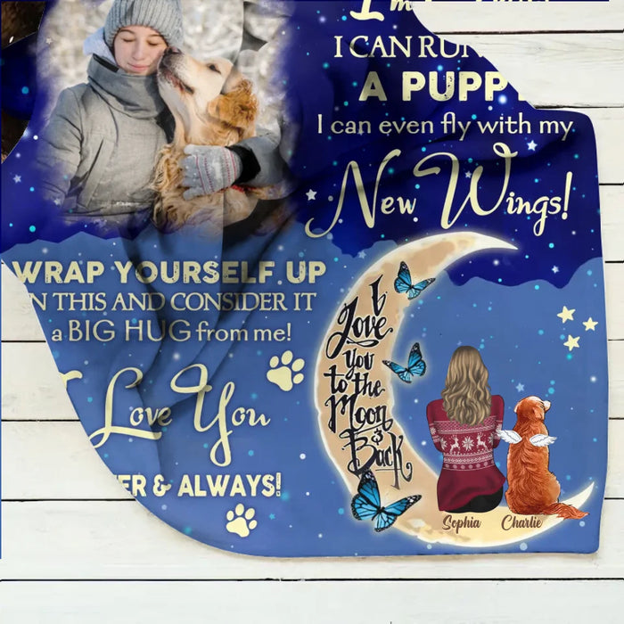 Custom Memorial Dog Quilt/ Fleece Throw Blanket - Upto 3 Dogs - Memorial Gift Idea For Dog Mom - Don't Cry For Me Mom! I Am Ok!