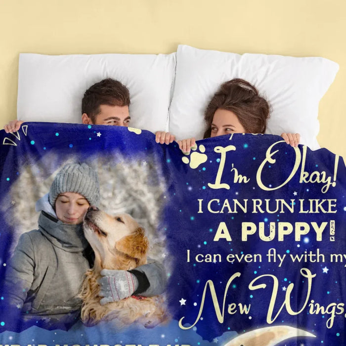 Custom Memorial Dog Quilt/ Fleece Throw Blanket - Upto 3 Dogs - Memorial Gift Idea For Dog Mom - Don't Cry For Me Mom! I Am Ok!