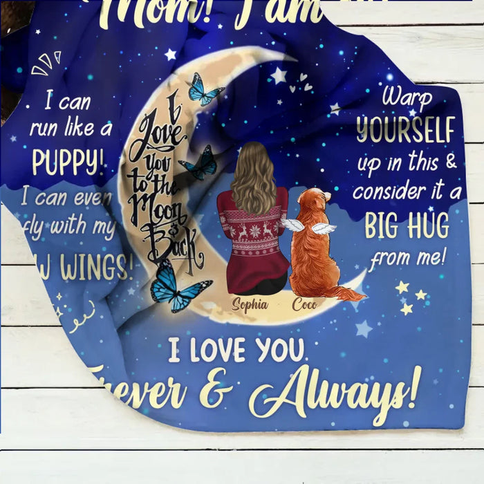 Custom Personalized Memorial Dog Quilt/ Fleece Throw Blanket - Upto 3 Dogs - Memorial Gift Idea For Dog Mom - Don't Cry For Me Mom! I Am Ok!