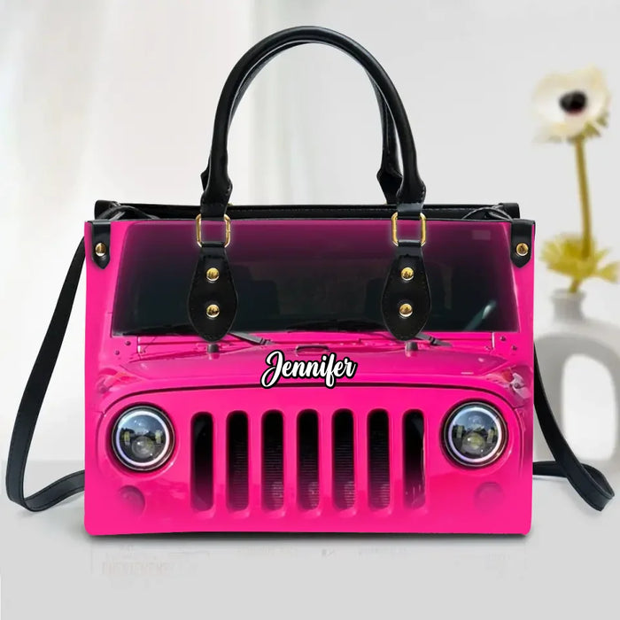 Custom Personalized Off-road Car PU Leather Handbag With Long Straps - Gift Idea For Girl/ Mom/ Daughter