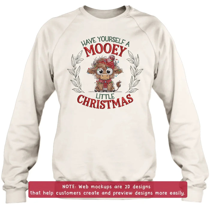 Custom Personalized Cow Embroidered Sweatshirt - Gift Idea For Christmas - Have Yourself A Mooey Little Christmas