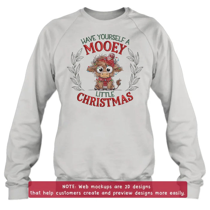 Custom Personalized Cow Embroidered Sweatshirt - Gift Idea For Christmas - Have Yourself A Mooey Little Christmas