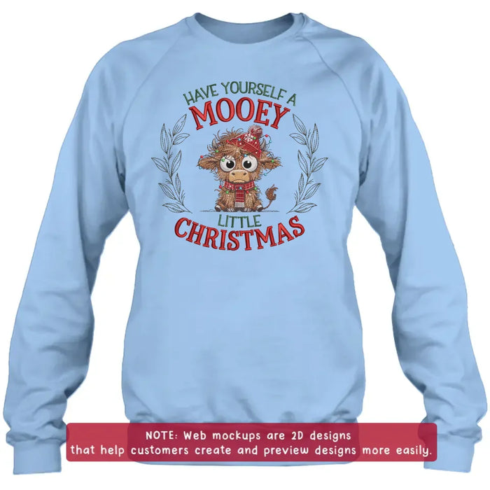 Custom Personalized Cow Embroidered Sweatshirt - Gift Idea For Christmas - Have Yourself A Mooey Little Christmas