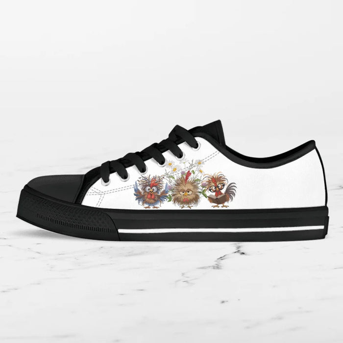 Custom Personalized Chicken Flower Sneakers - Gift Idea For Chicken Lover