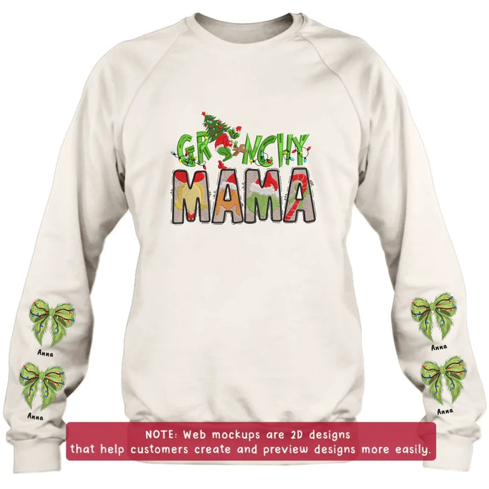 Personalized Grinchy Mama Embroidered Sweater - Up to 6 Kids - Gift Idea For Grandma