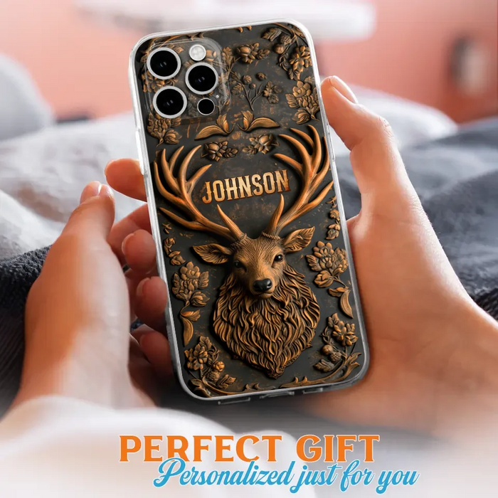 Custom Personalized Deer Hunting 3D Printed Effect Phone Case - Gift Idea For Hunting Lover - Case For iPhone/ Samsung