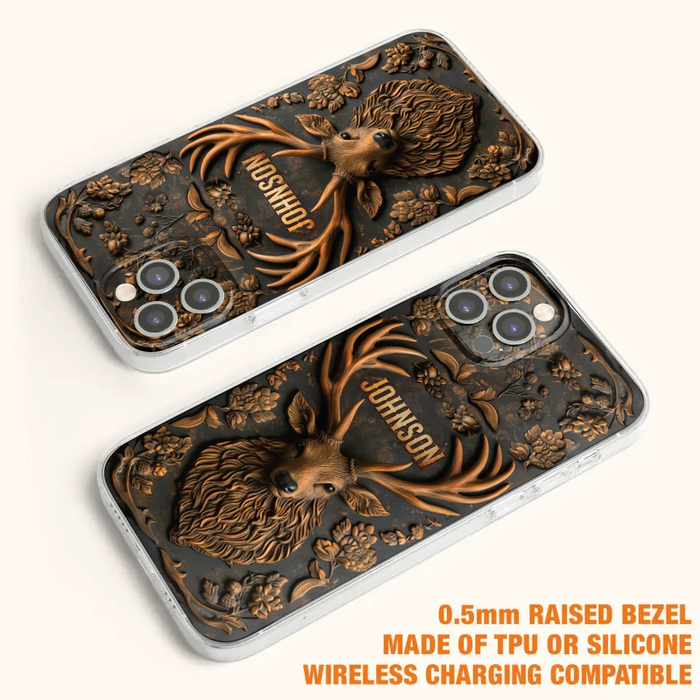 Custom Personalized Deer Hunting 3D Printed Effect Phone Case - Gift Idea For Hunting Lover - Case For iPhone/ Samsung