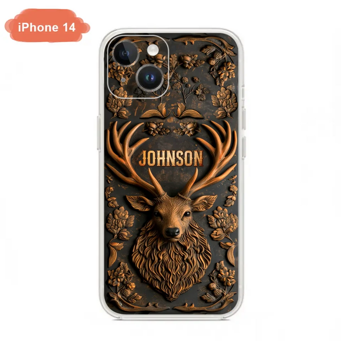 Custom Personalized Deer Hunting 3D Printed Effect Phone Case - Gift Idea For Hunting Lover - Case For iPhone/ Samsung