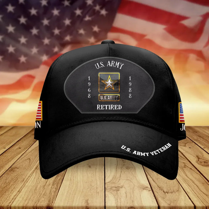 Custom Personalized Retired Veteran Baseball Cap -  Gift Idea for Veteran/ Father/ Grandpa