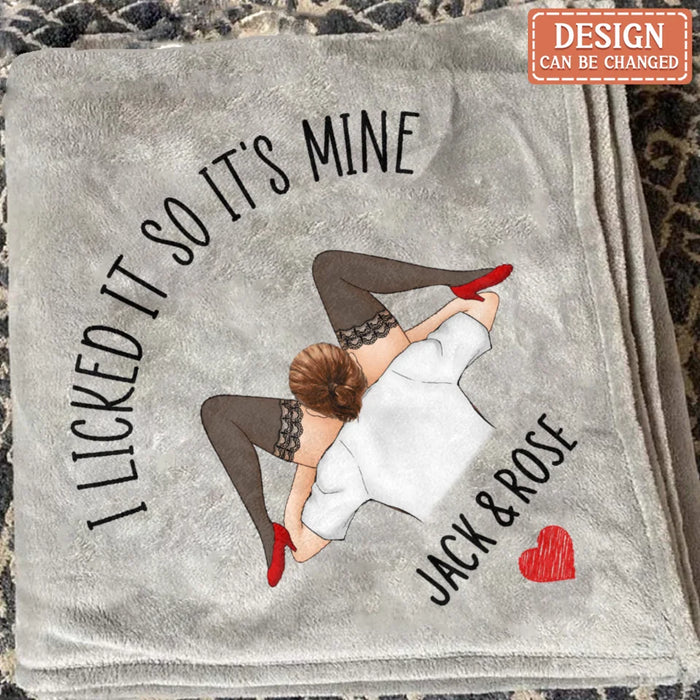 Custom Personalized Couple Fleece Throw/ Quilt Blanket - I Licked It So...It's Mine - Christmas Gift Idea For Couple