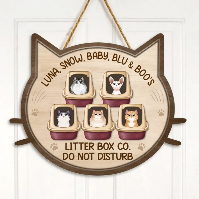 Custom Personalized Cat Wooden Sign - Christmas Gift Idea For Cat Lovers with up to 5 Cats - Little Box Co. Do Not Disturb