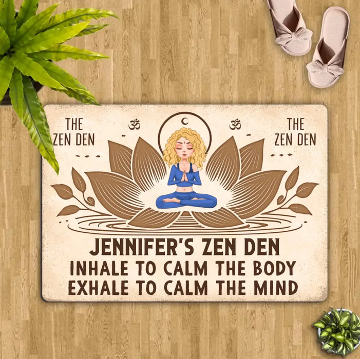 Custom Personalized Yoga Doormat - The Zen Den - Gift Idea For Yoga Lover/ Friend