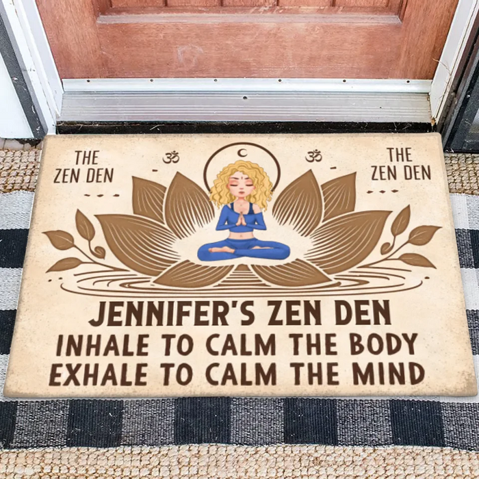 Custom Personalized Yoga Doormat - The Zen Den - Gift Idea For Yoga Lover/ Friend