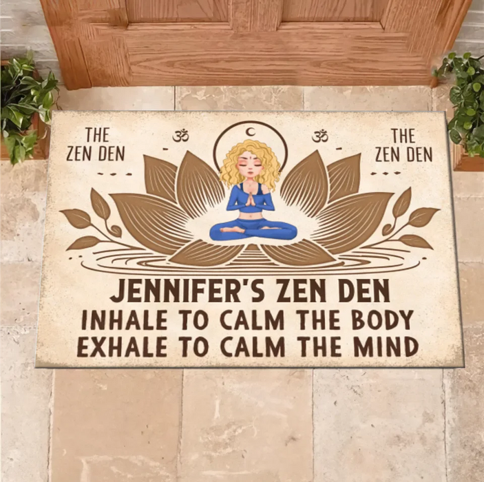 Custom Personalized Yoga Doormat - The Zen Den - Gift Idea For Yoga Lover/ Friend