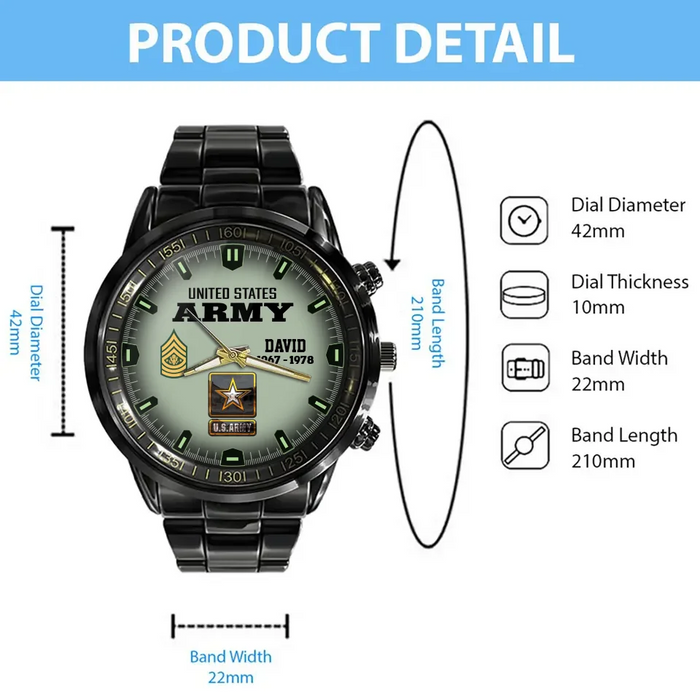 Custom Personalized Veteran Watch - Veteran Gift Idea For Dad