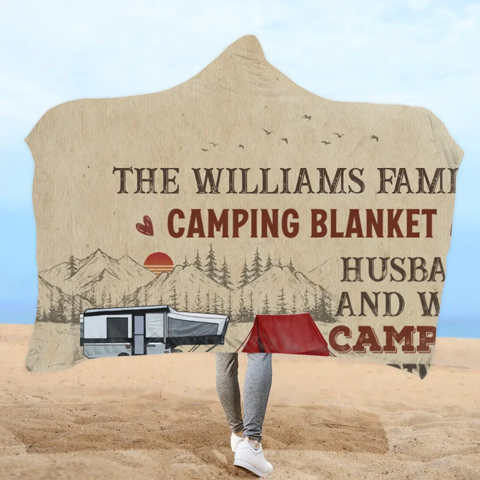 Custom Personalized Camping Hooded Blanket - Gift Idea For Family/ Camping Lover - Husband and Wife Camping Partners For Life