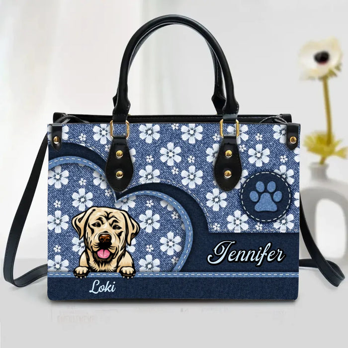 Custom Personalized Dog Mom Leather Handbag - Upto 3 Dogs - Gift Idea for Dog Lovers