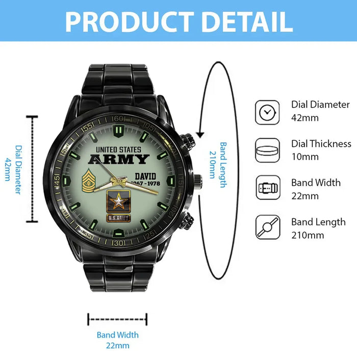 Custom Personalized Veteran Watch - Veteran Gift Idea For Dad