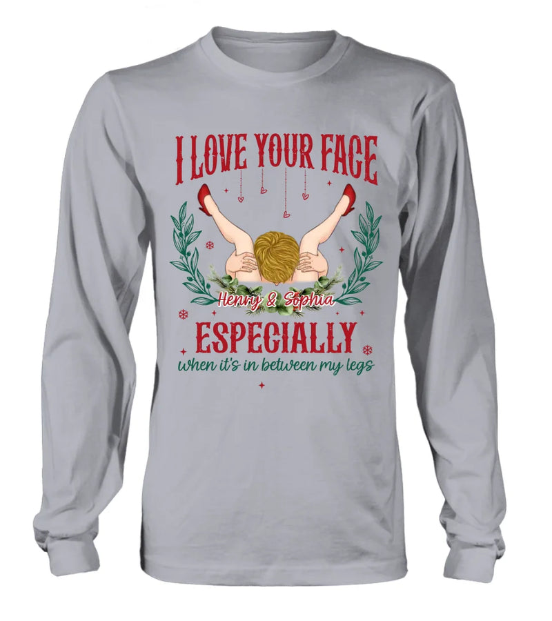 Personalized Couple T-shirt/Long Sleeve/Sweatshirt/Hoodie - Funny Gift Idea For Couple - I Love Your Face