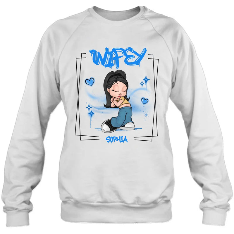 Personalized Hubby Wifey Y2K Couple T-shirt/Long Sleeve/Sweatshirt/Hoodie - Gift Idea For Couple