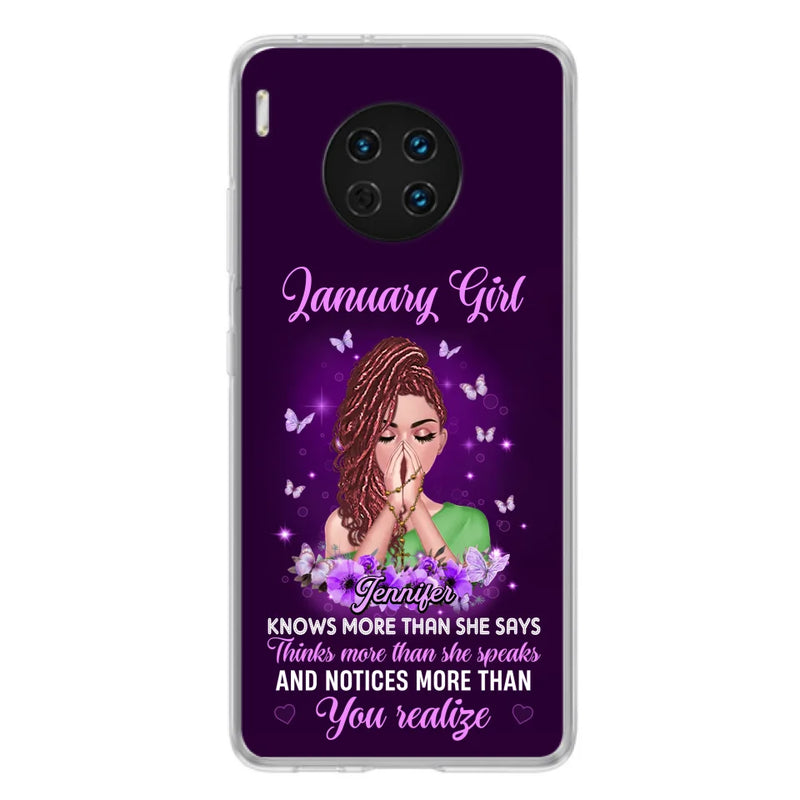 Custom Personalized Birthday Girl Phone Case - Gift Idea For Girl/ Friend/ Daughter - Knows More Than She Says - Case For Xiaomi/ Oppo/ Huawei