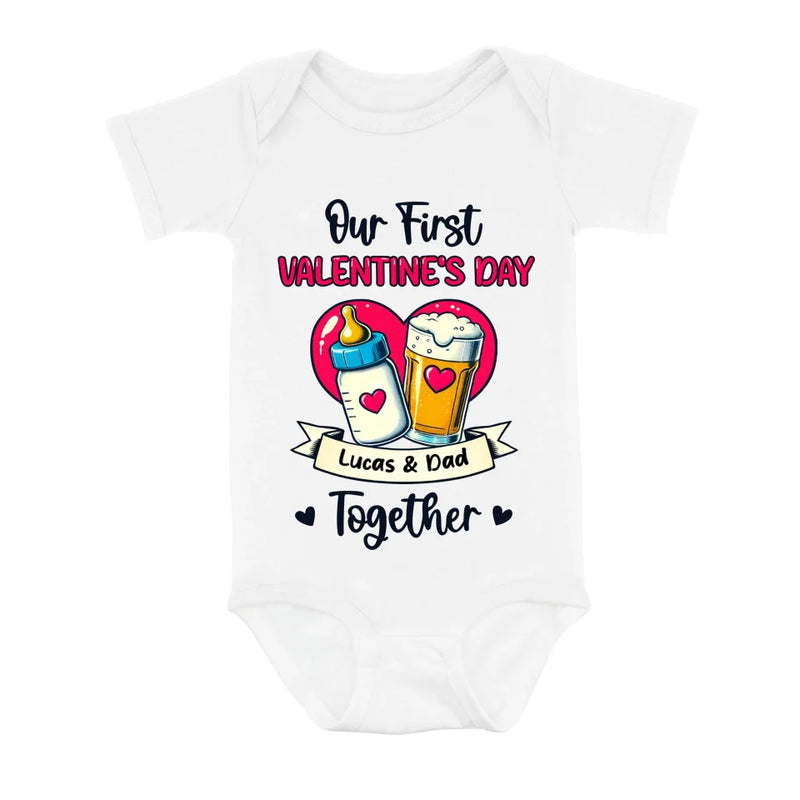 Personalized Our First Valentine's Day T-Shirt/Baby Onesie - Valentine's Day Gift Idea For Dad