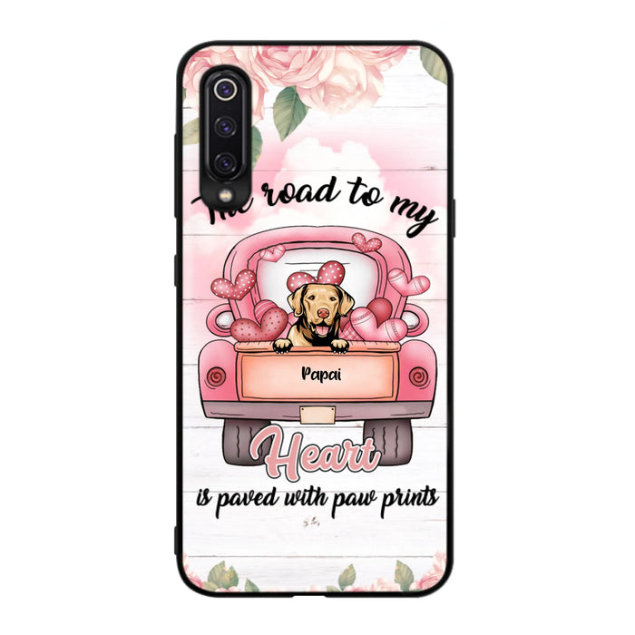 Custom Personalized Dog Phone Case - Best Gifts For Dog Lovers With Upto 5 Dogs - The Road To My Heart Is Paved With Paw Prints