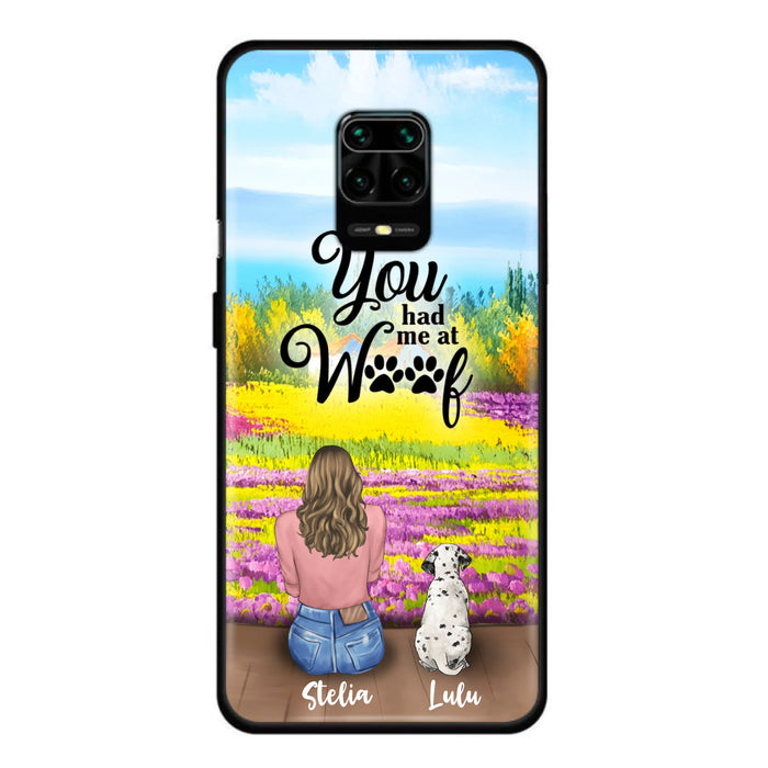 Custom Personalized Dog Mom With Flowers Background Phone Case - Gifts For Dog Lovers With Upto 4 Dogs - You Had Me At Woof - Case For iPhone, Samsung And Xiaomi - L4E2ZU