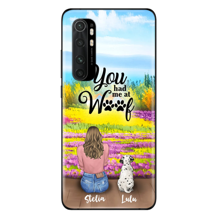 Custom Personalized Dog Mom With Flowers Background Phone Case - Gifts For Dog Lovers With Upto 4 Dogs - You Had Me At Woof - Case For iPhone, Samsung And Xiaomi - L4E2ZU