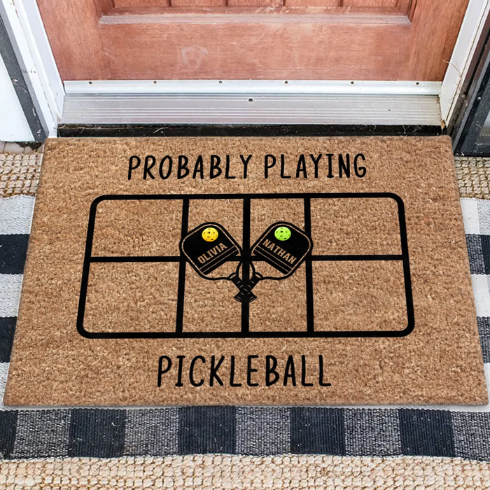 Custom Personalized Pickleball Doormat - Playing Pickleball Court Anniversary Housewarming Gift