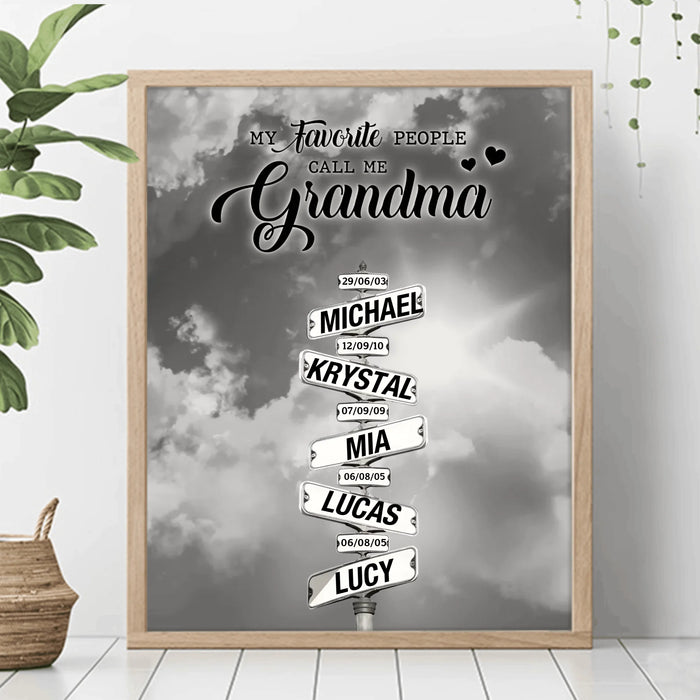 posterCustom Personalized Grandma Poster - Gift Idea For Mother's Day - My Favorite People Call Me Grandma