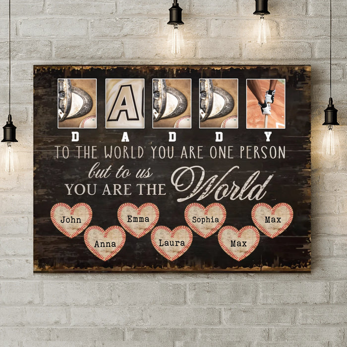 Custom Personalized Father's Day Baseball Canvas - Gift Idea For Dad - To Us You Are The World