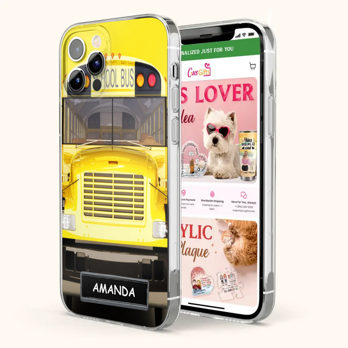 Personalized School Bus Phone Case - Gift Idea For School Bus Lovers - Case For iPhone, Samsung and Xiaomi