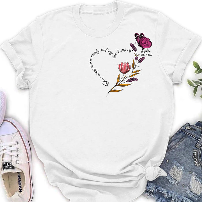 Personalized Memorial Shirt/Hoodie - Memorial Gift Idea for Mother's Day/Father's Day - Your Wings Were Ready But My Heart Was Not