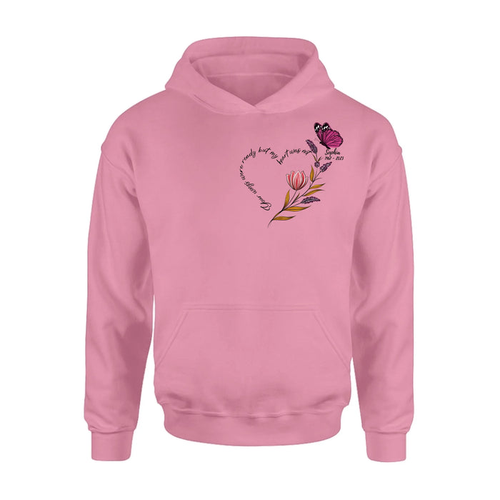Personalized Memorial Shirt/Hoodie - Memorial Gift Idea for Mother's Day/Father's Day - Your Wings Were Ready But My Heart Was Not