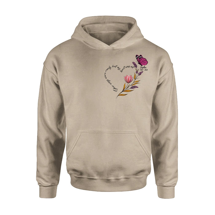 Personalized Memorial Shirt/Hoodie - Memorial Gift Idea for Mother's Day/Father's Day - Your Wings Were Ready But My Heart Was Not