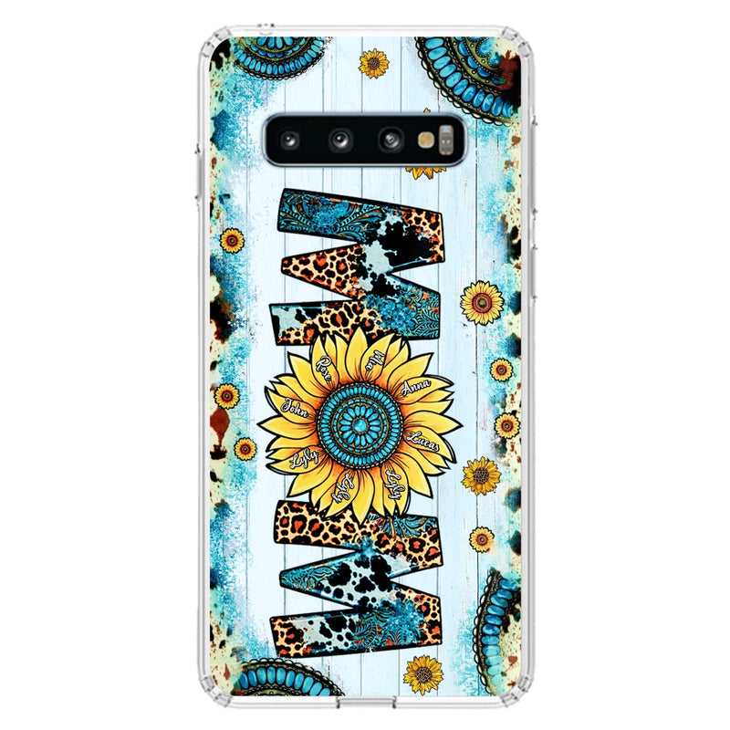 Custom Personalized Mom Sunflower Phone Case - Mother's Day Gift Idea - Upto 8 Kids - Case For iPhone/ Samsung