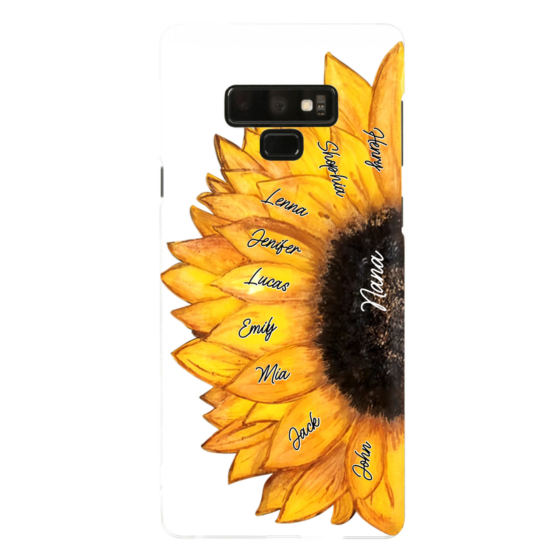 Custom Personalized Sunflower Grandma Phone Case -Upto 9 Kids - Mother's Day Gift Idea for Mom/Grandma