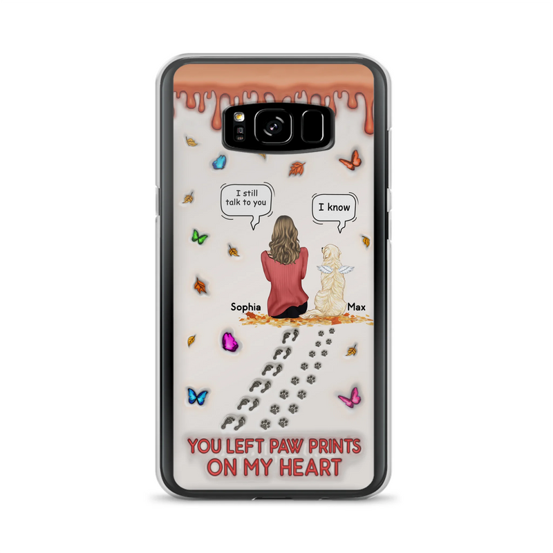Personalized Memorial Dog Phone Case - Memorial Gift Idea For Dog/Cat Lover - Case For iPhone/Samsung - You Left Paw Prints On My Heart
