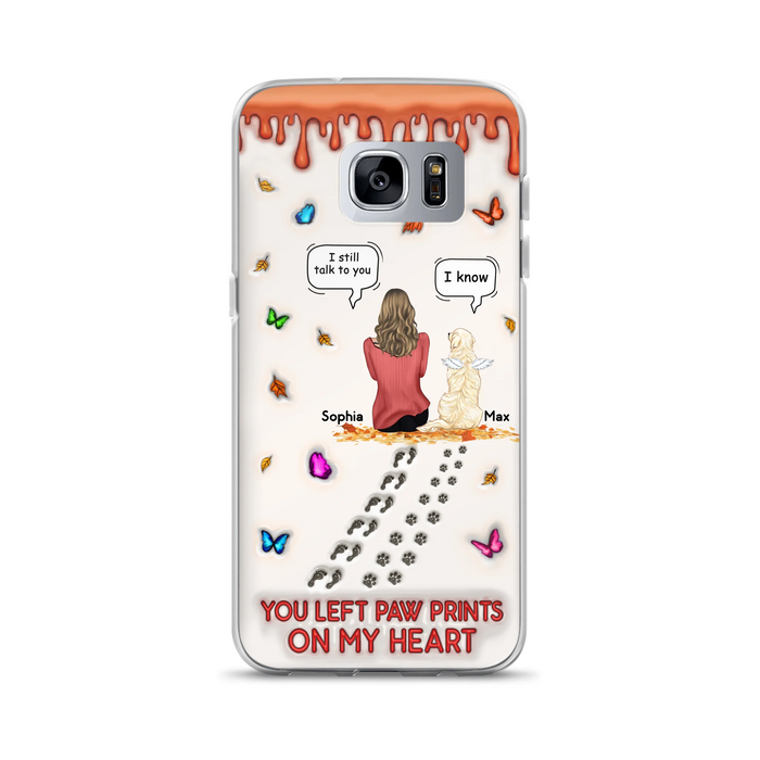 Personalized Memorial Dog Phone Case - Memorial Gift Idea For Dog/Cat Lover - Case For iPhone/Samsung - You Left Paw Prints On My Heart